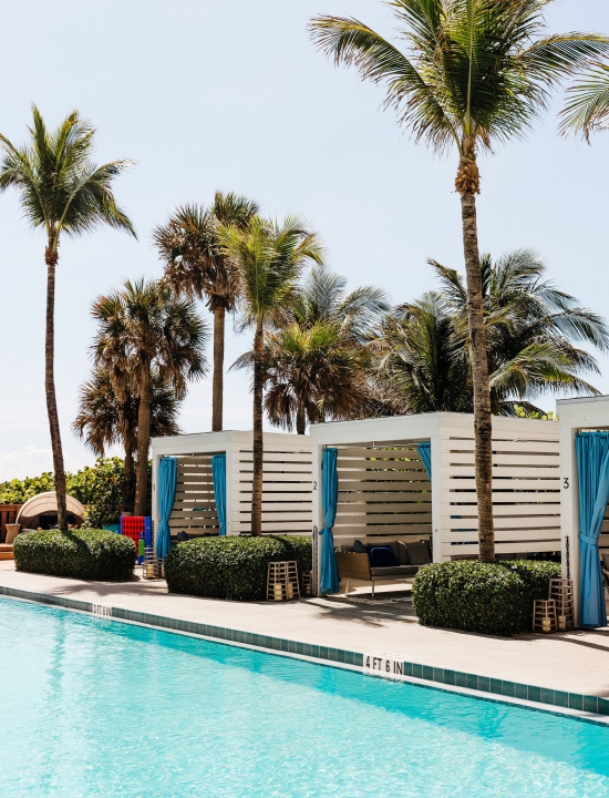 poolside cabanas at the singer oceanfront resort