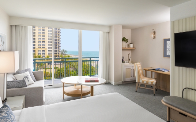 Elegant guest room with elegant decor at West Palm Beach Hotel.