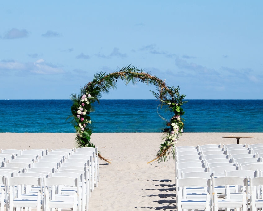 Elegant wedding decoration at The Singer Oceanfront Resort